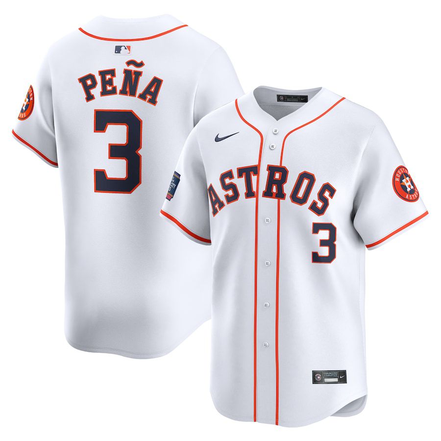 Men Houston Astros #3 Jeremy Pena Nike White 2024 MLB World Tour Mexico City Series Home Limited Player Jersey